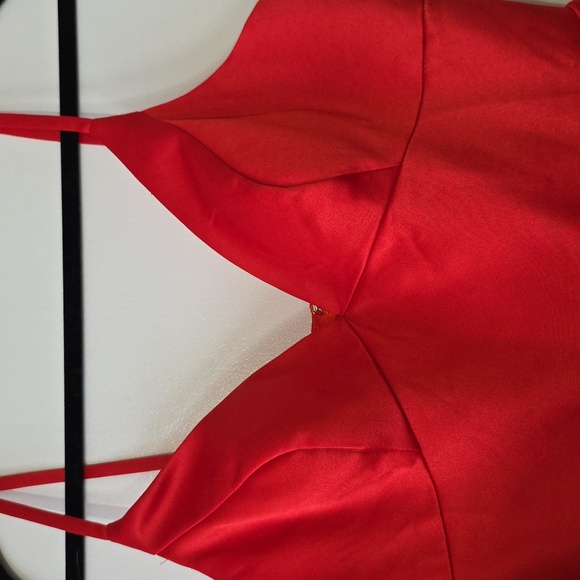 HEBEOS Red Satin Tulle Party Mini Dress - Picture 2 of 8